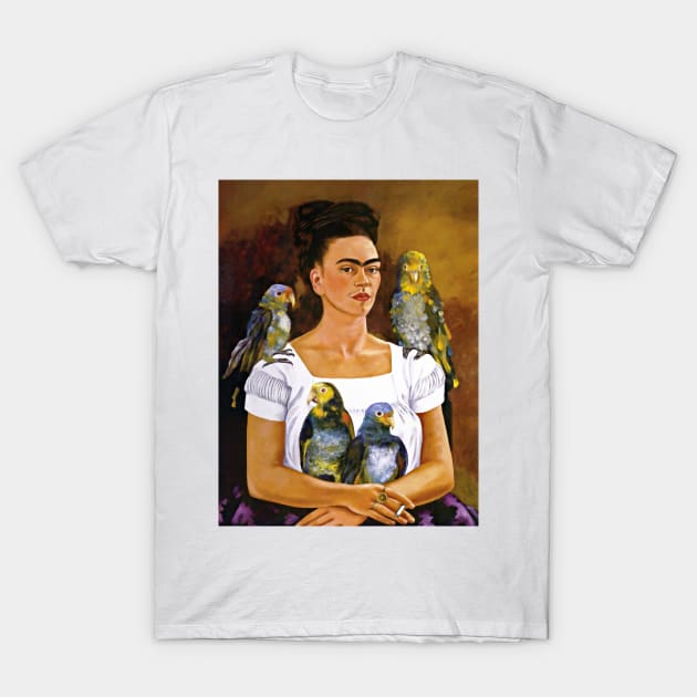 Frida Kahlo Self-Portrait Me and My Parrots 1941 Art Print Surrealism Magic Realism Naive Art T-Shirt by ZiggyPrint